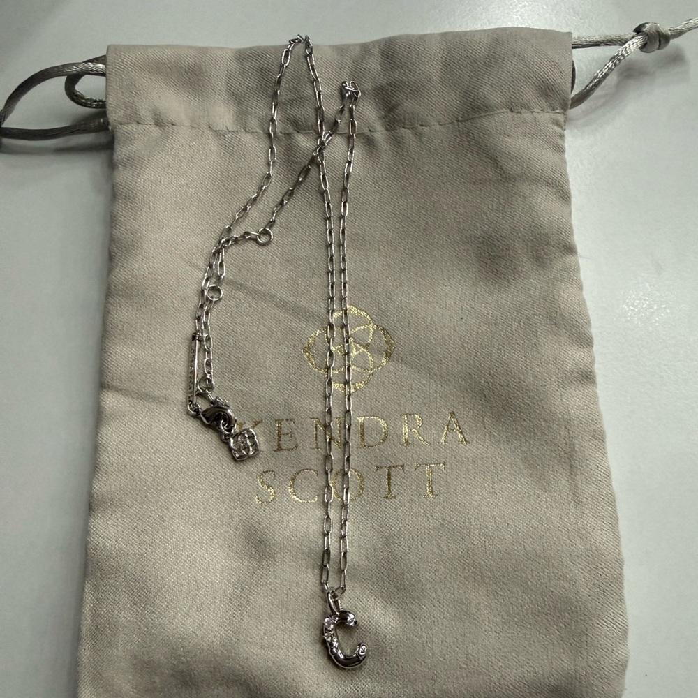 Kendra Scott Silver Initial C Necklace with Crystal Accent